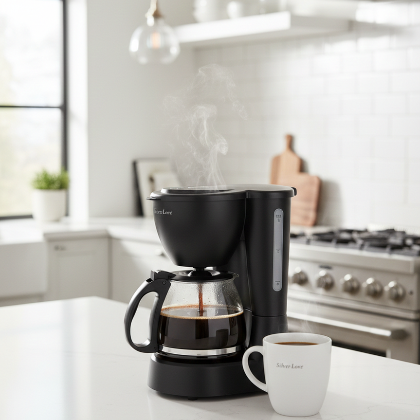 Silver Love Single Cup Coffee Maker 650W Model WJ-9008