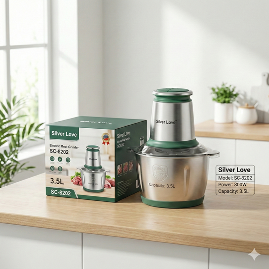 Silver Love SC-8503 Electric Meat Grinder 1000W Heavy Duty Motor 3.5L Large Stainless Steel Capacity